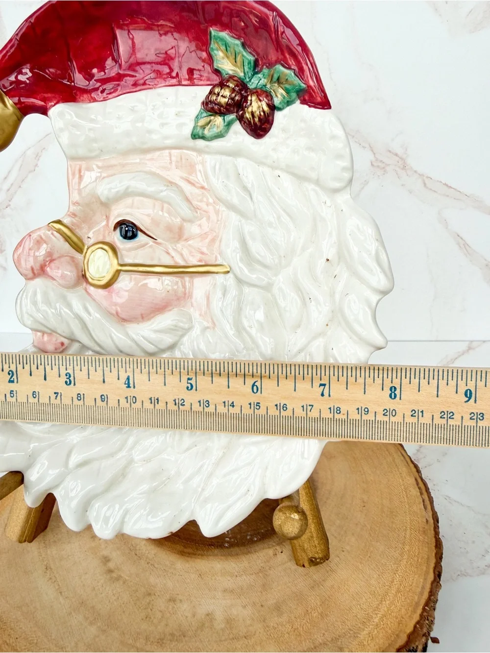 Vintage Fitz & Floyd Old World Santa Head Majolica Style Christmas Plate
